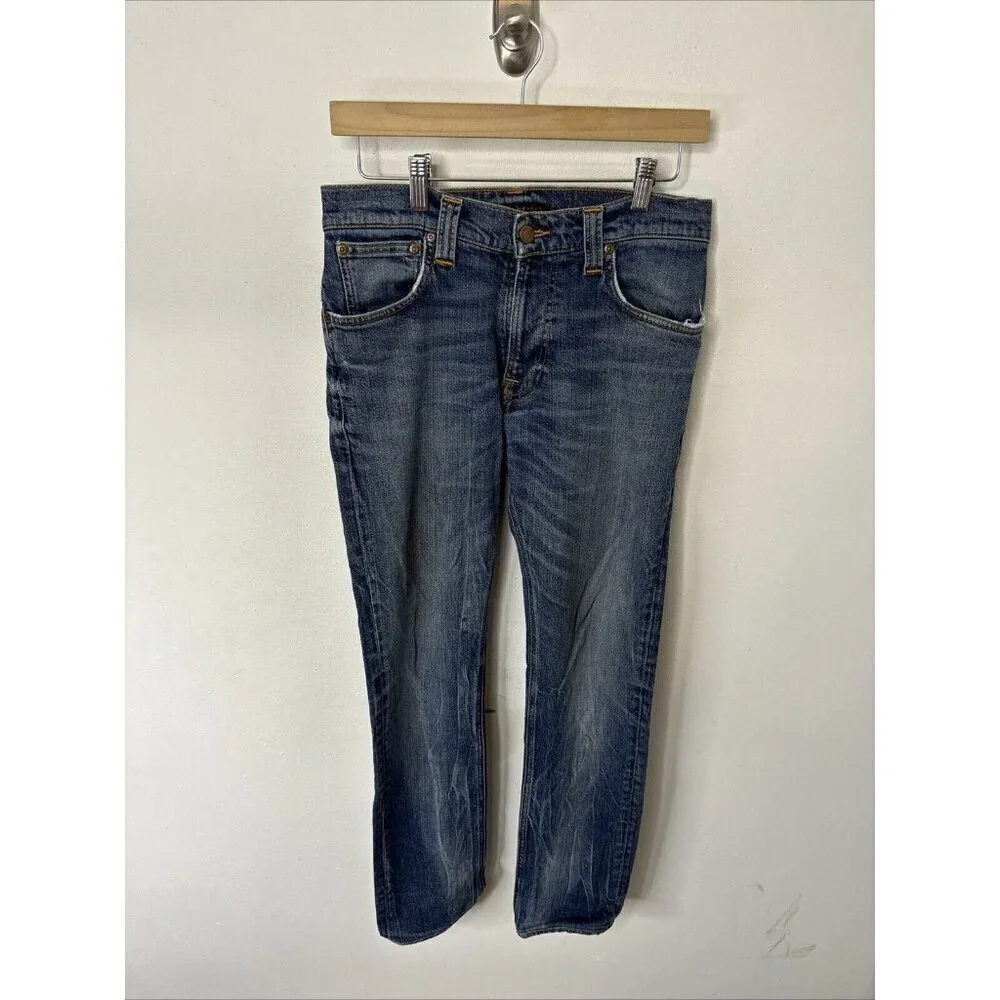 Nudie Jeans Thin Finn Mens 30X31 ‎ Denim Jeans Skinny Midnight Worn